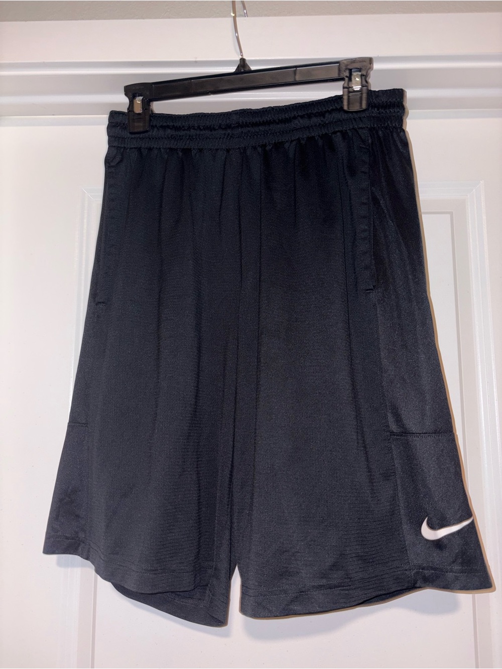 Nike Men’s Black Athletic Shorts with White Swoosh